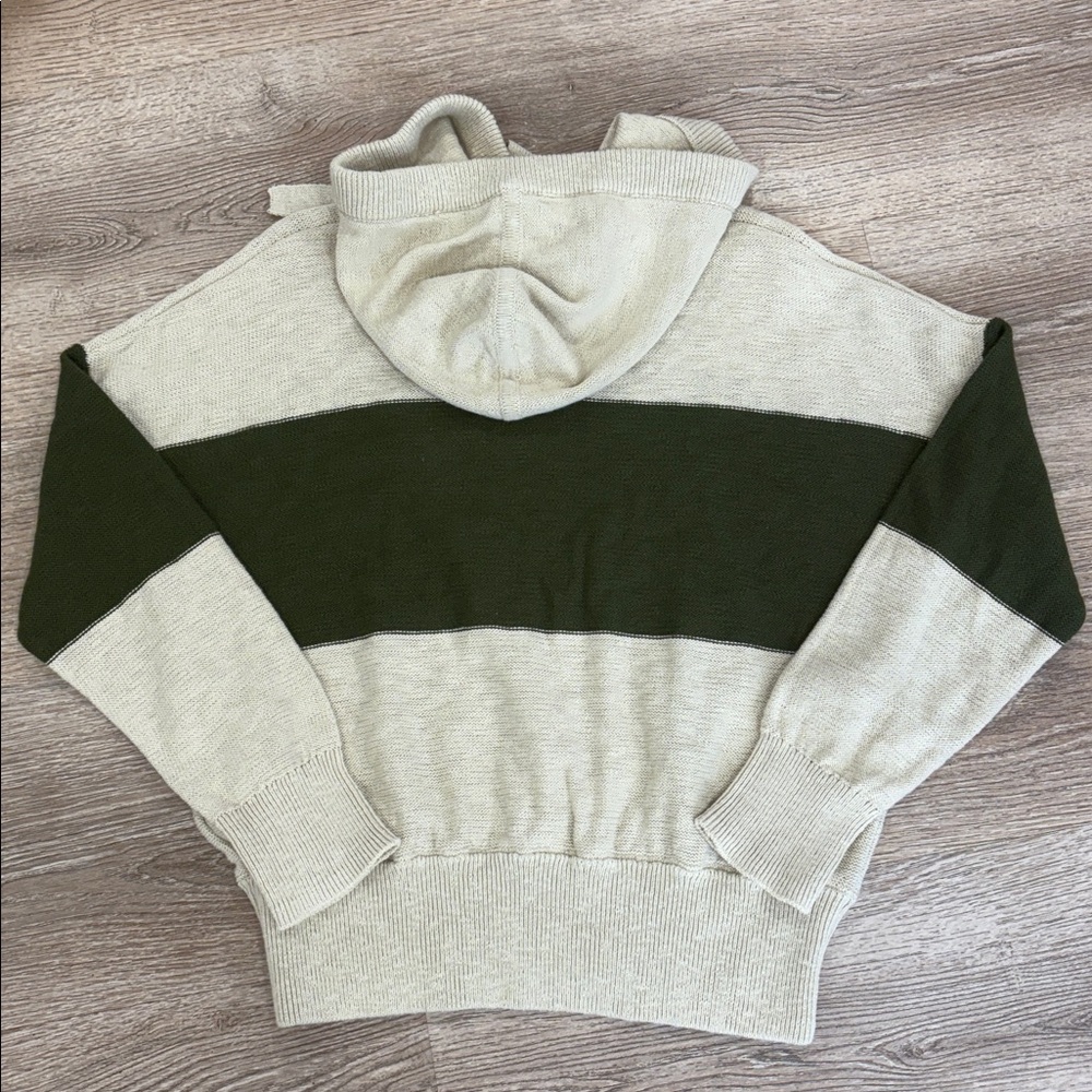 Madewell Clairview Hoodie Sweater Heather Artichoke Colorblock 100% Cotton S - Picture 11 of 11